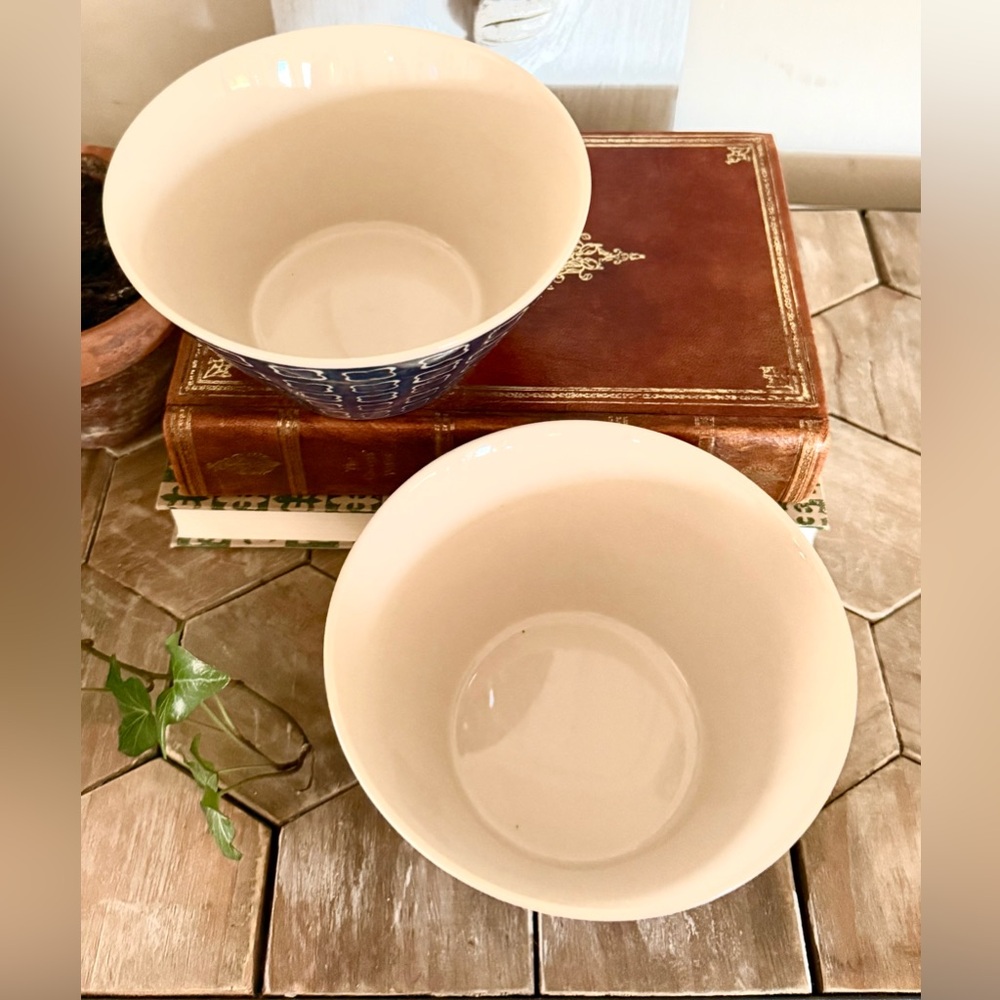 Threshold Set/2 “Mer Blue” Stoneware Bowls,
Blue & Cream, 6.25” - Picture 4 of 5